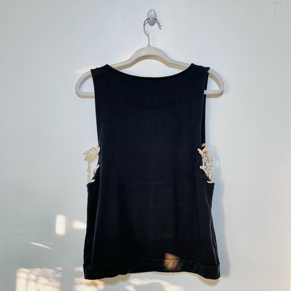 EUC Good H Youman Black Knit Muscle Tee Side Tie Sz Medium - Picture 3 of 10